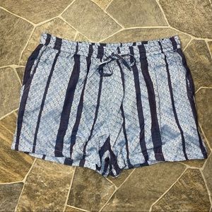 Rise & Bloom Rayon Basket Weave Stripe Pull On Shorts